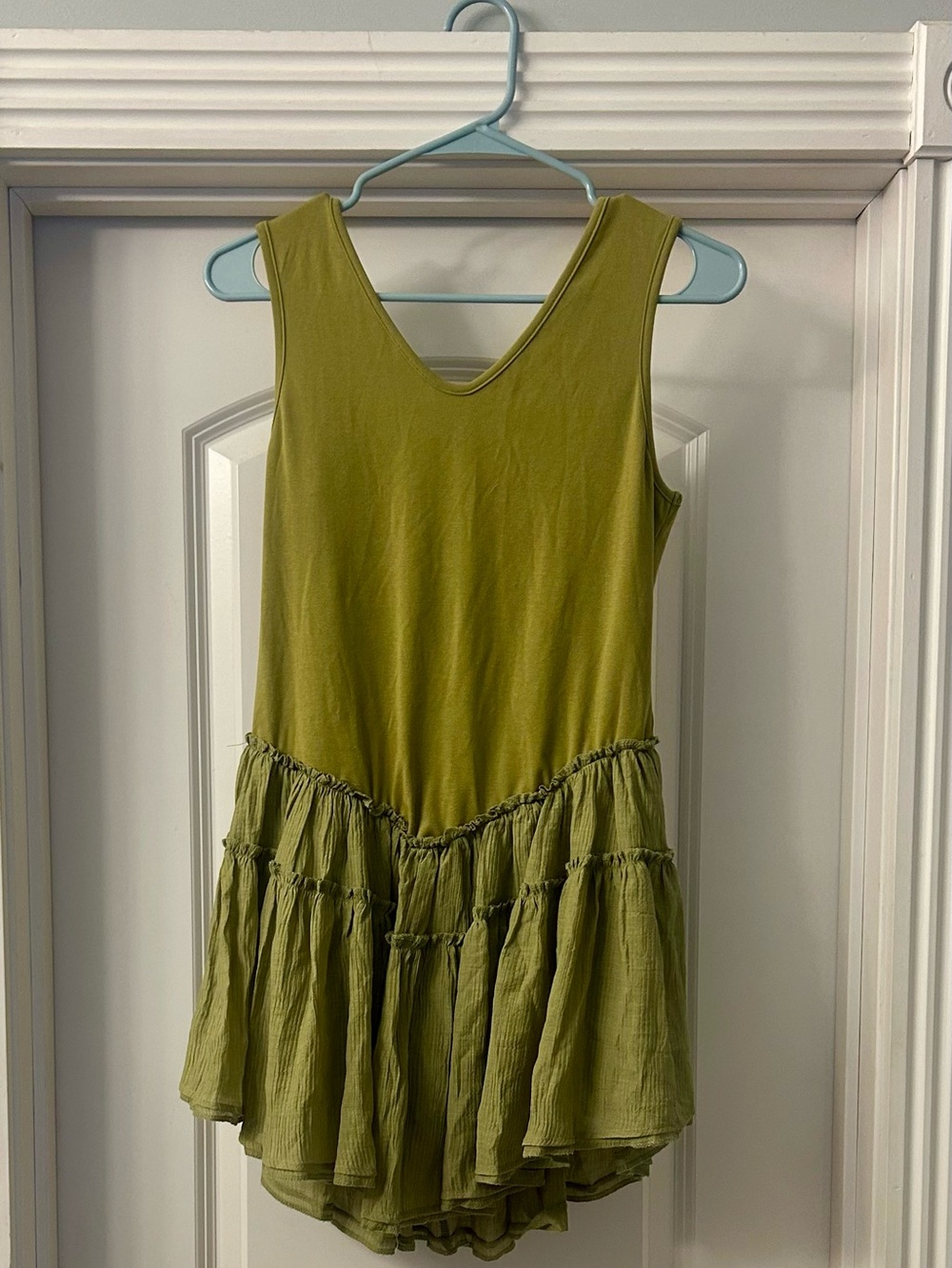 Olive Green Tiered Sleeveless Dress